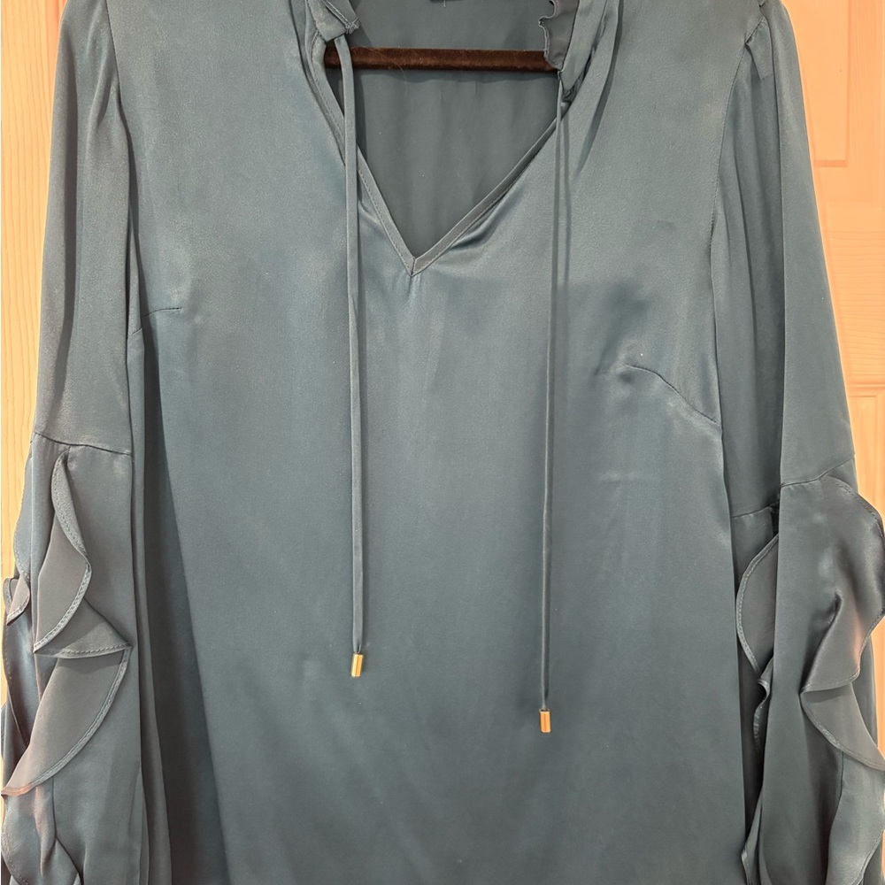Alice & Trixie Silk Blouse in deep teal. Size M.